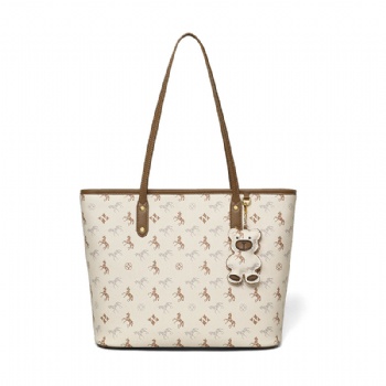 Printing bear tote bags women pu shopper handbag supplier