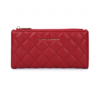 Durable quilted women coin purse wallet fashion lady leather zip wallet
