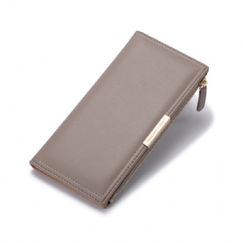 Slim vegan PU leather wallet lady fashion genuine cowhide long wallet women